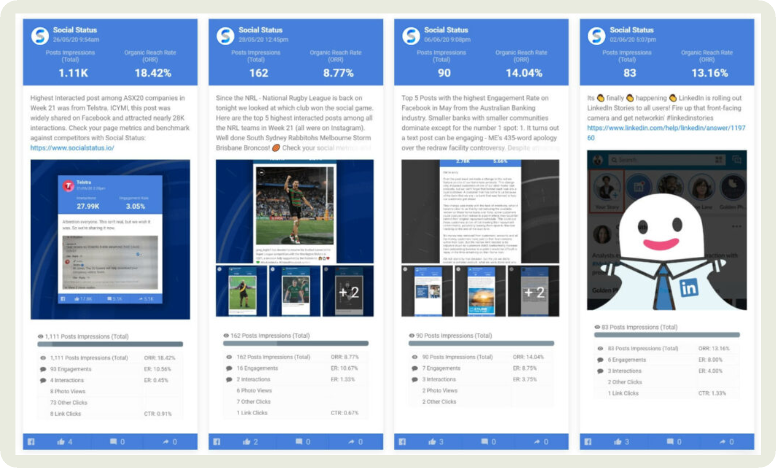 social status dashboard