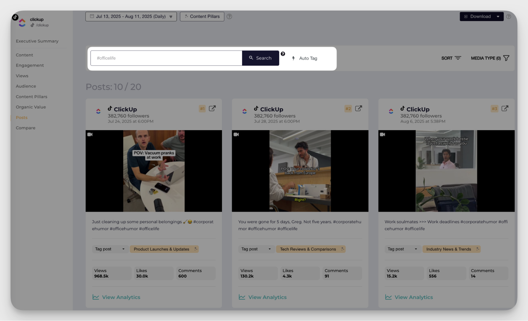 socialinsider manual content tagging