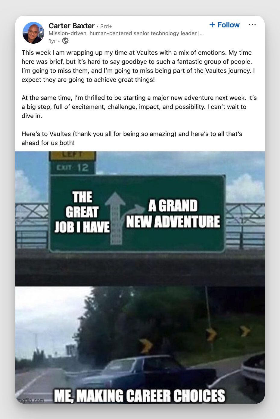 Left Exit 12 Off Ramp meme example