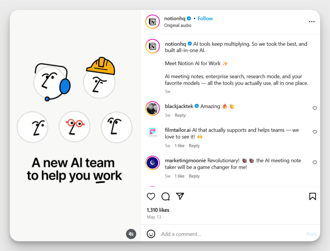 notion instagram post example