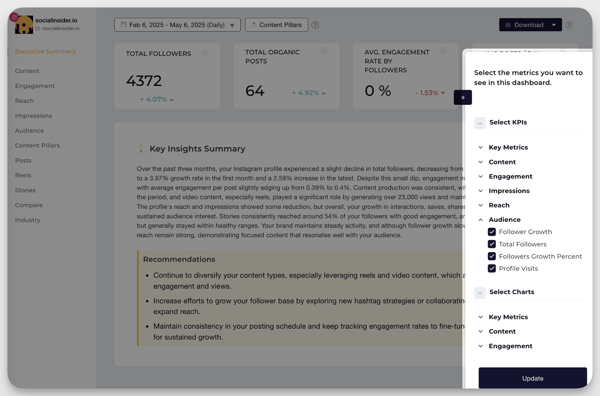 socialinsider dashboard