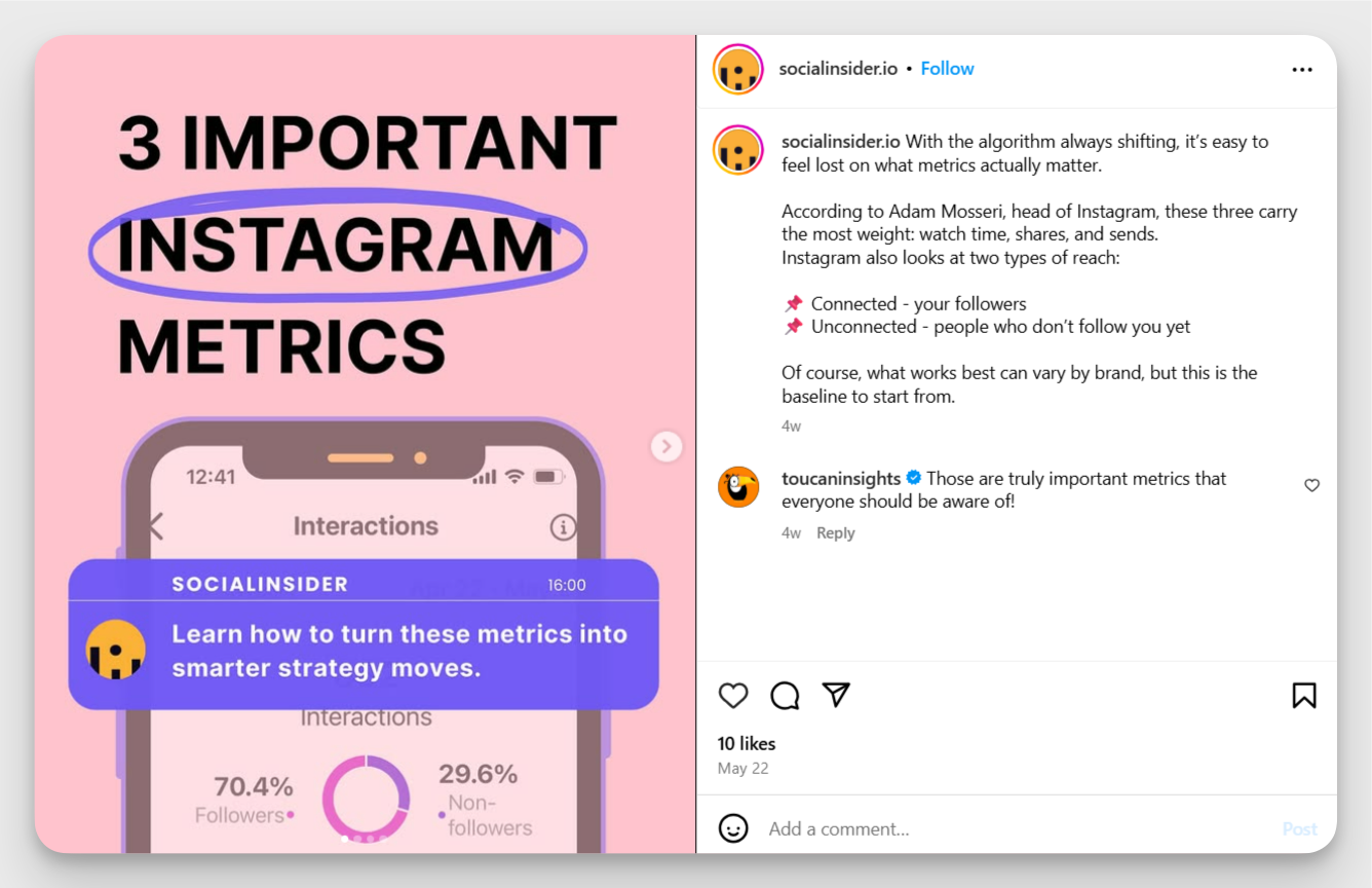 socialinsider instagram post example