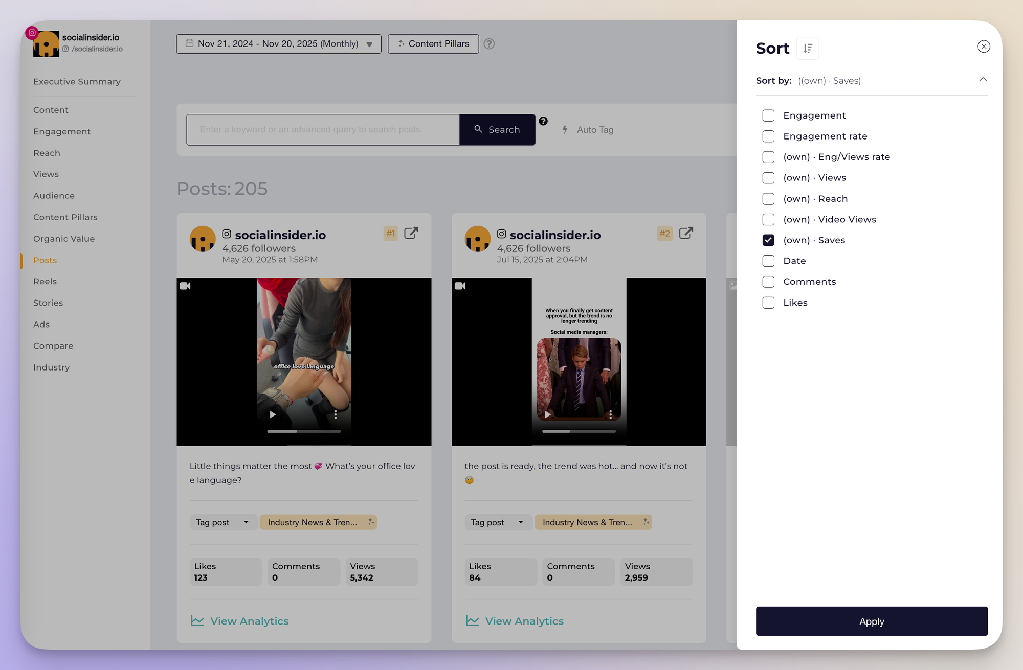 socialinsider metrics