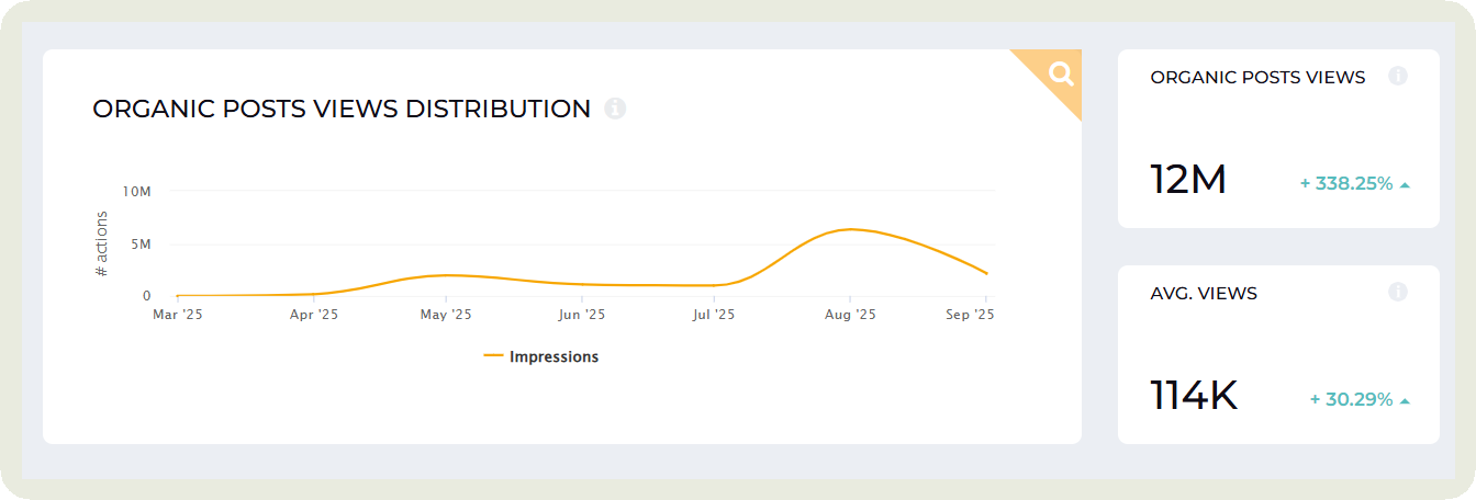 views trend analystics in socialinsider dashboard