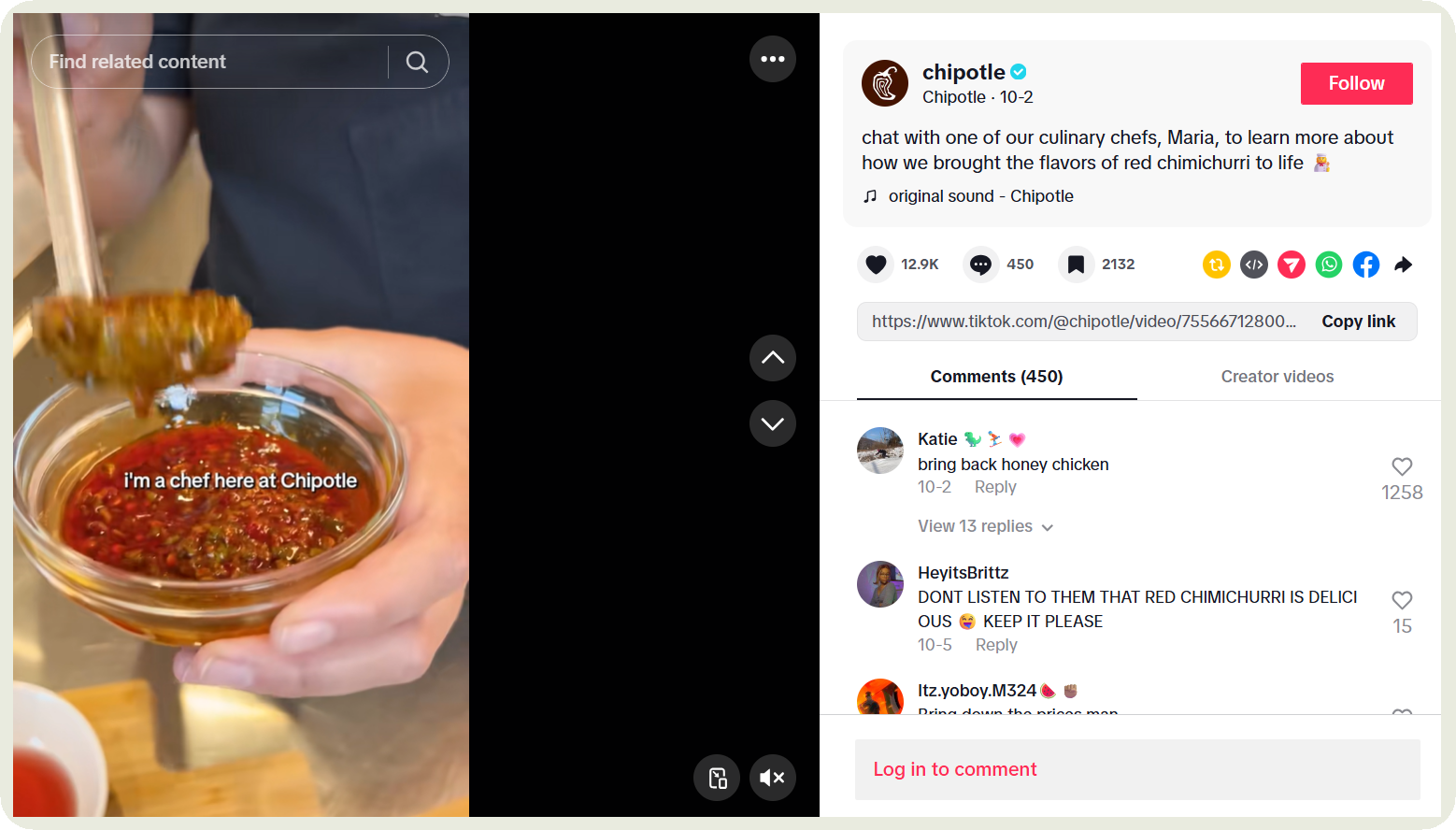 chipotle tiktok post
