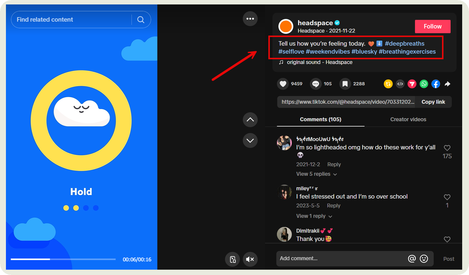 headspace tiktok post