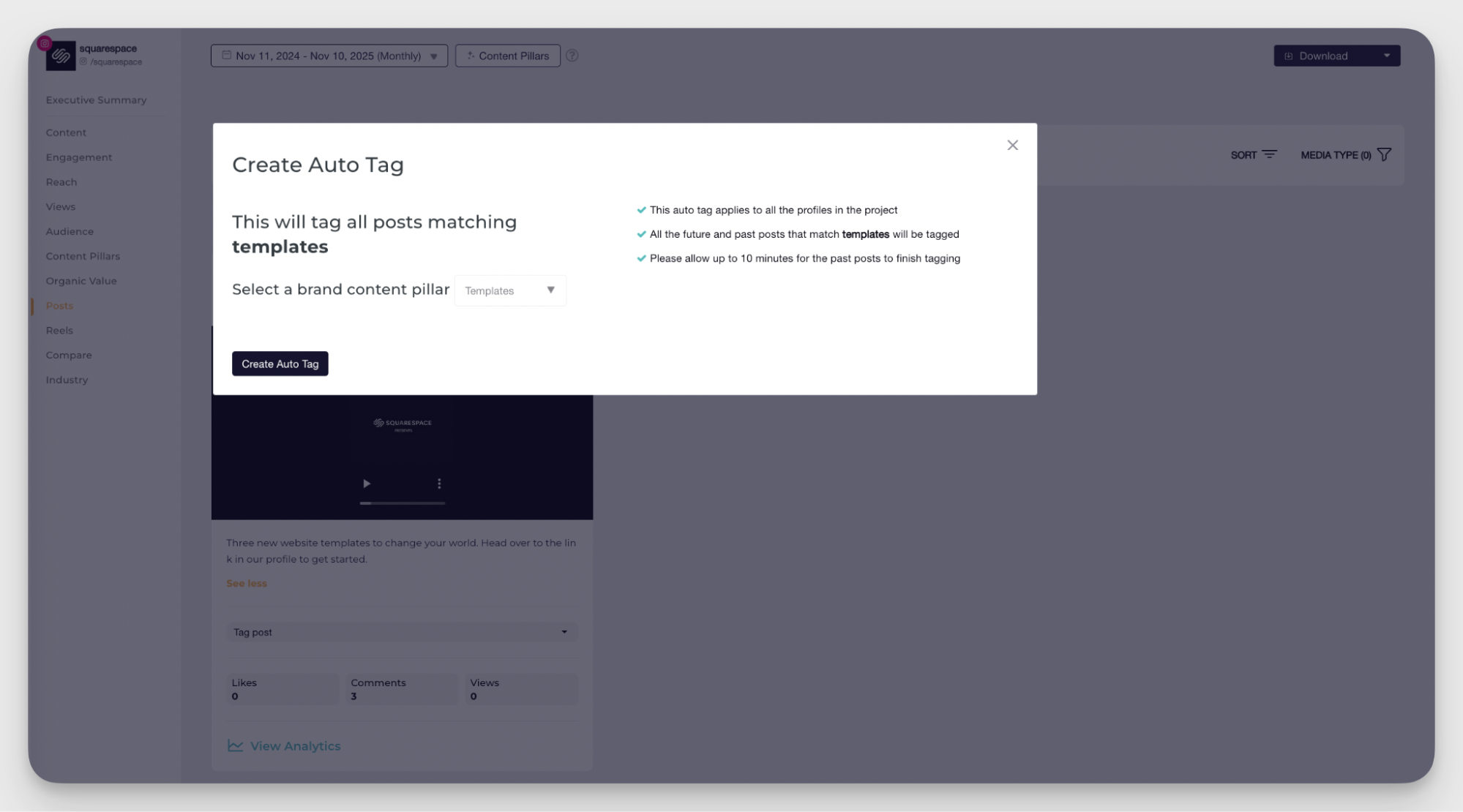 socialinsider auto-tagging capabilities
