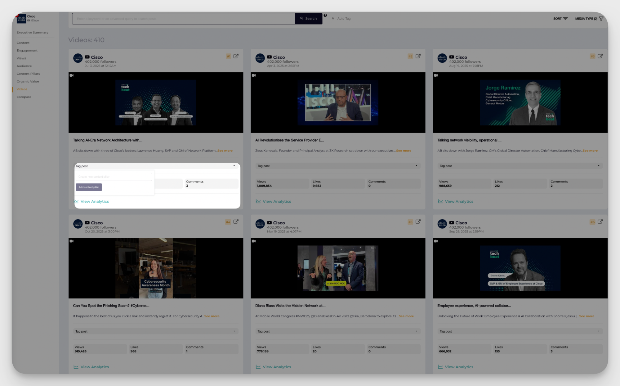 socialinsider content tagging feature