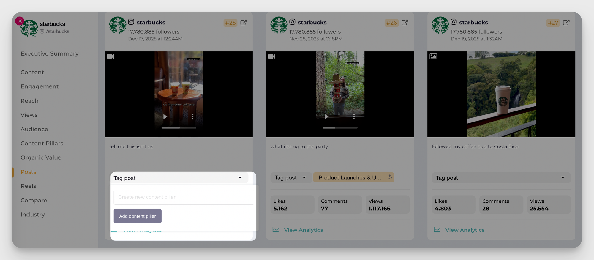 socialinsider tagging feature