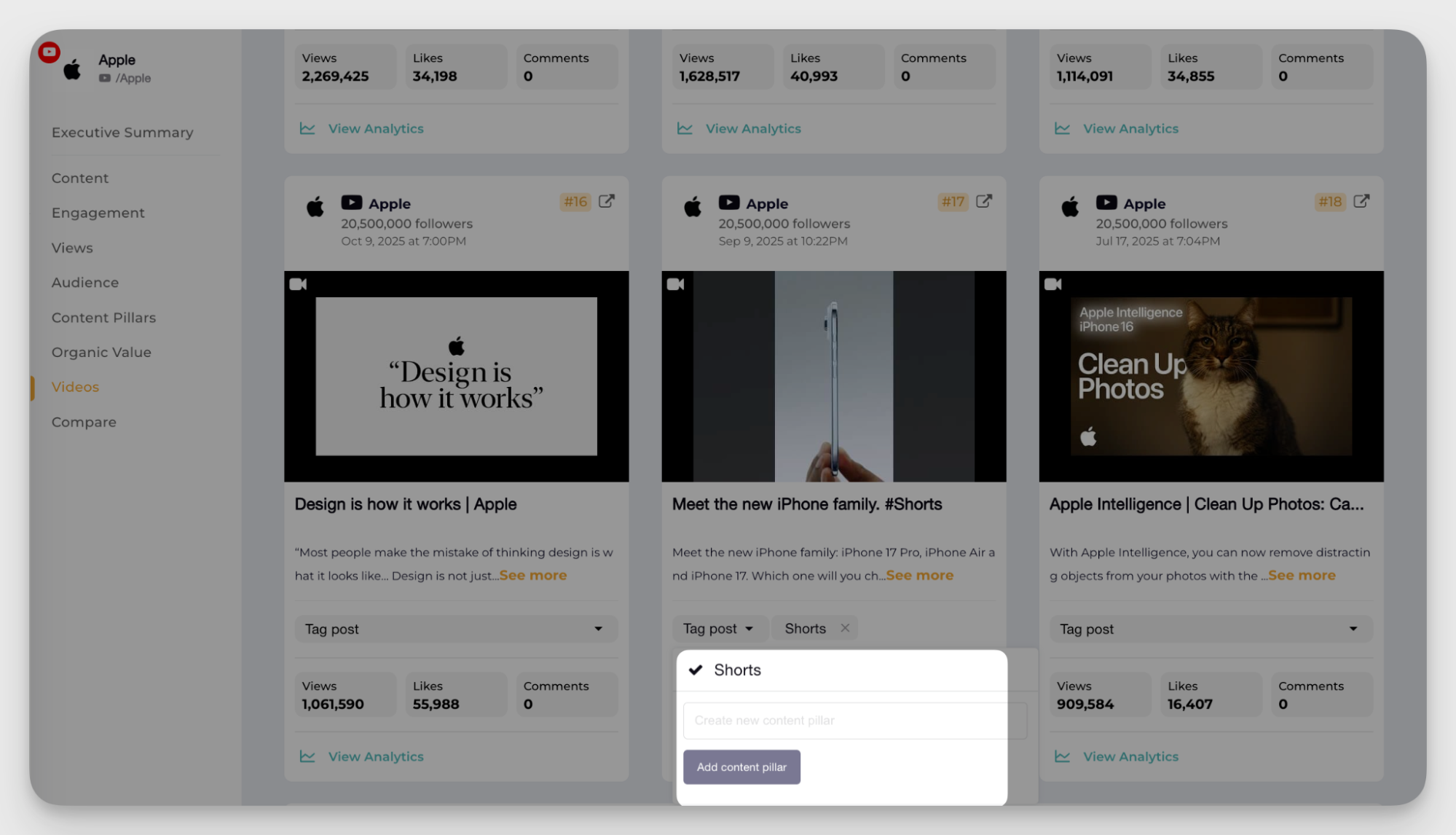 socialinsider tagging feature