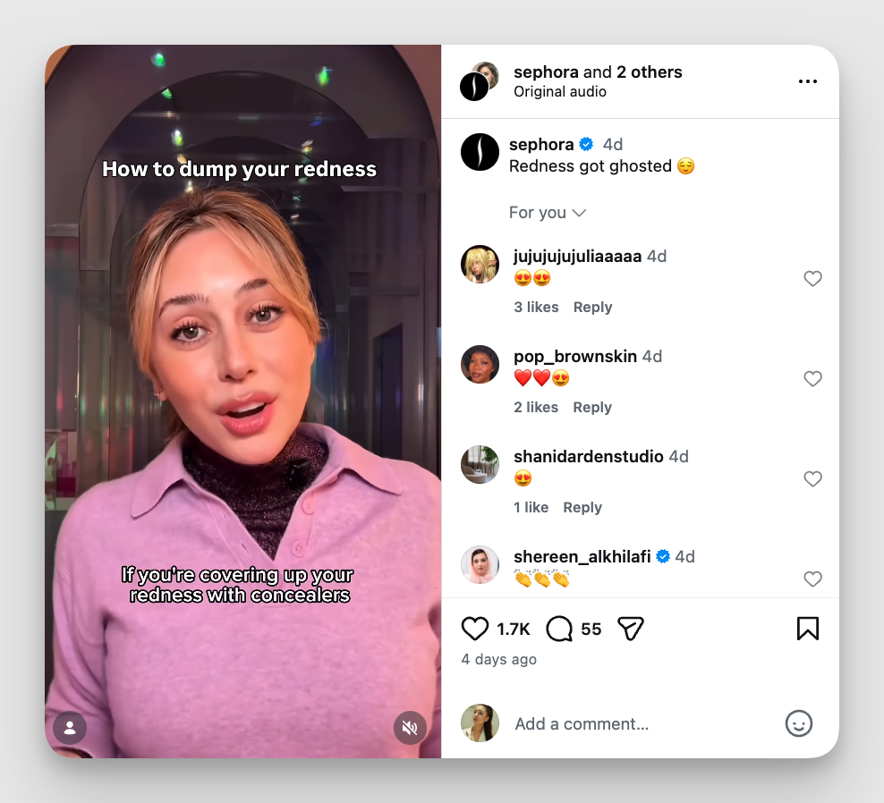 sephora instagram reel example