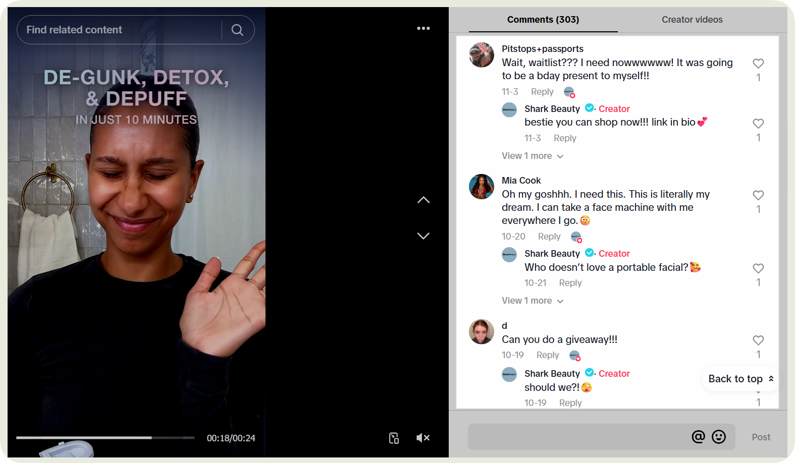 shark beauty tiktok example