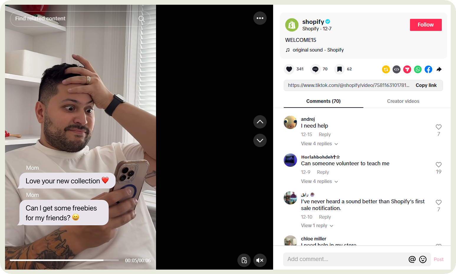 shopify tiktok example