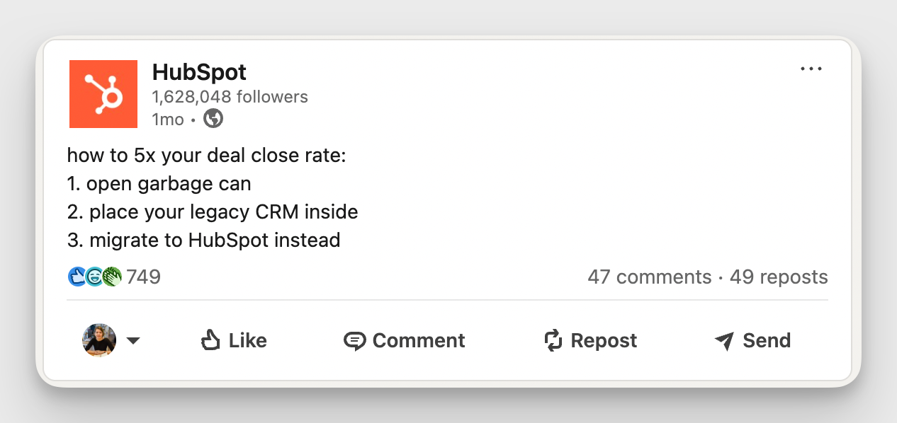 hubspot linkedin post example