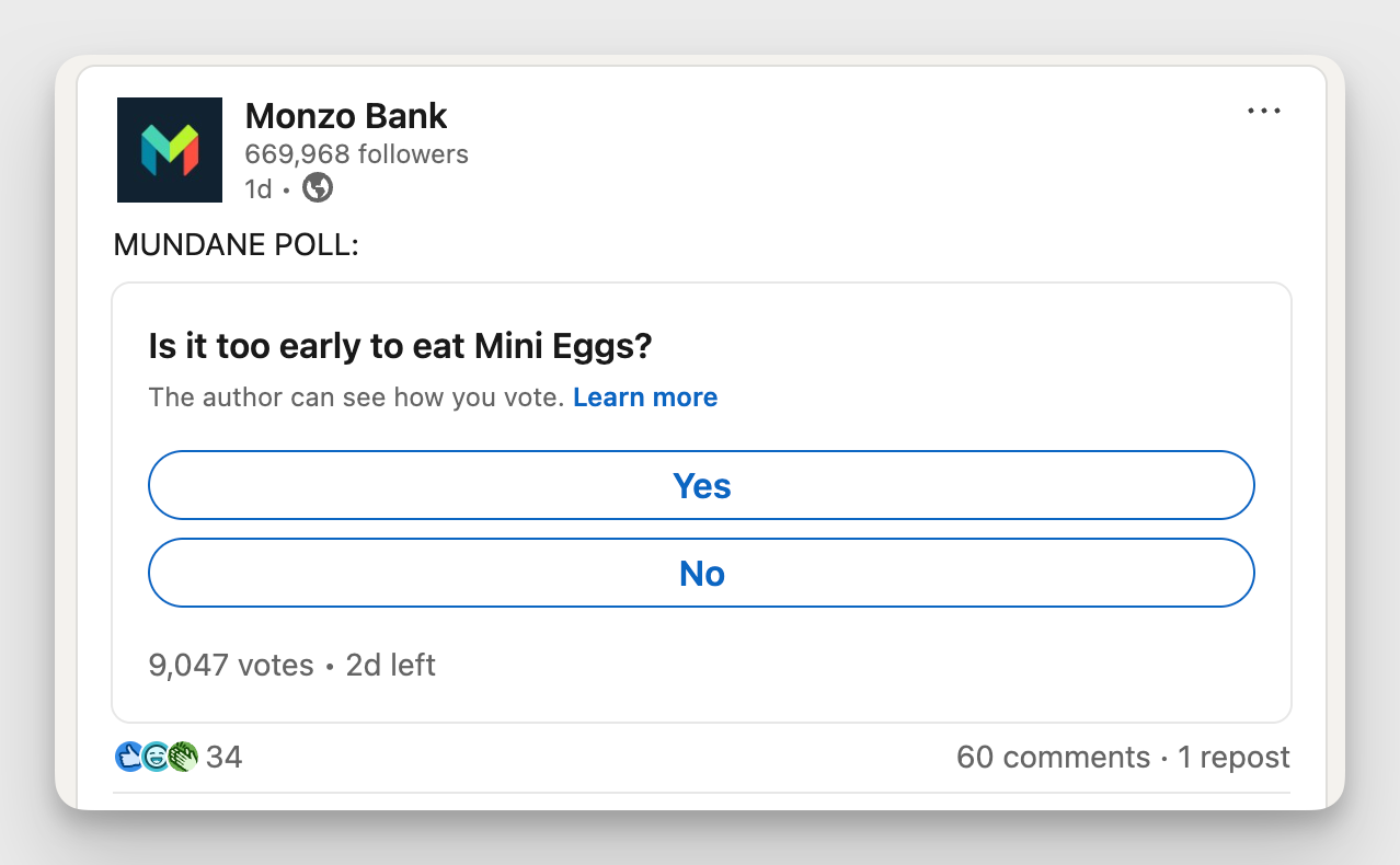 monzo linkedin poll