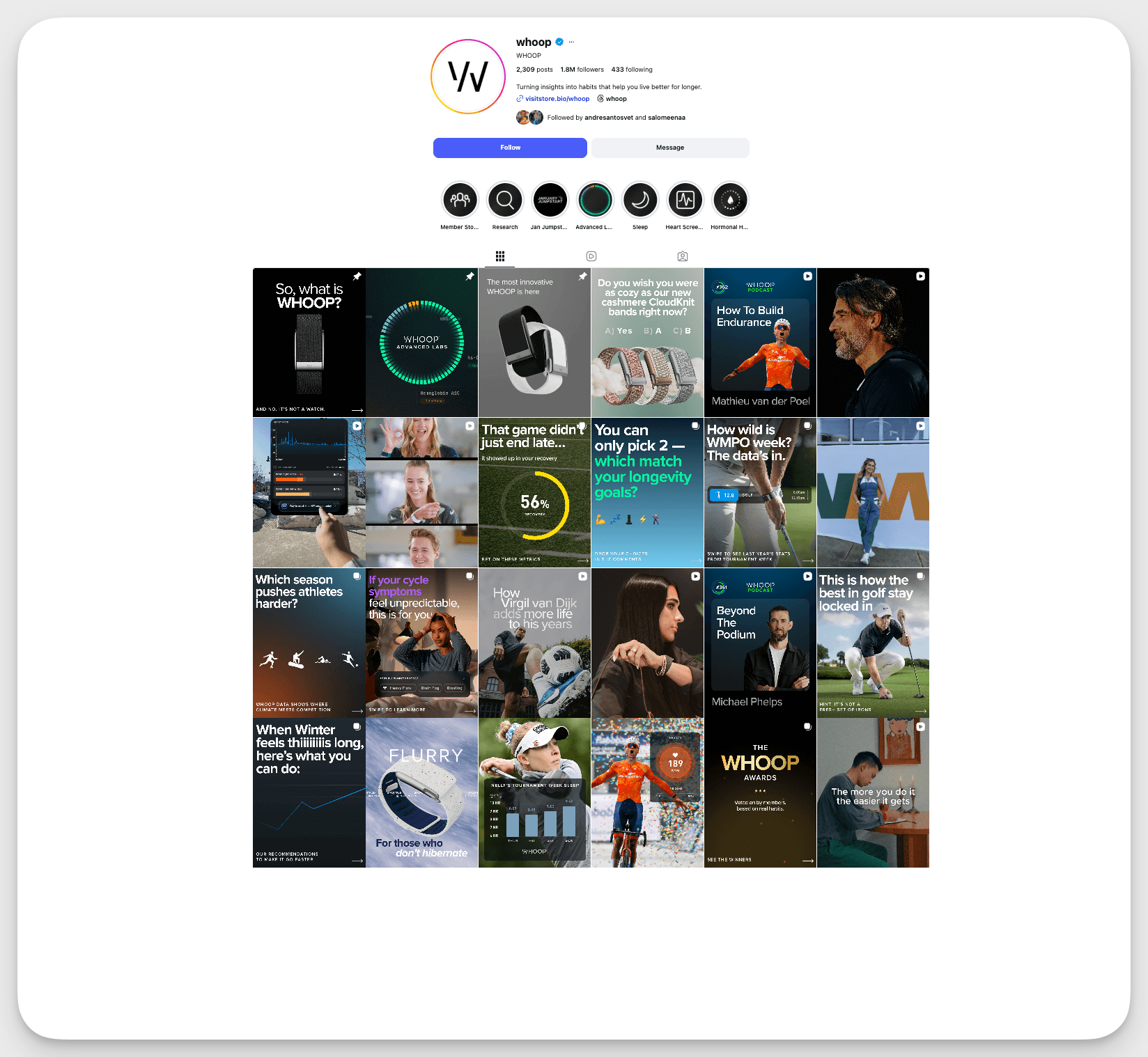 whoop instagram account