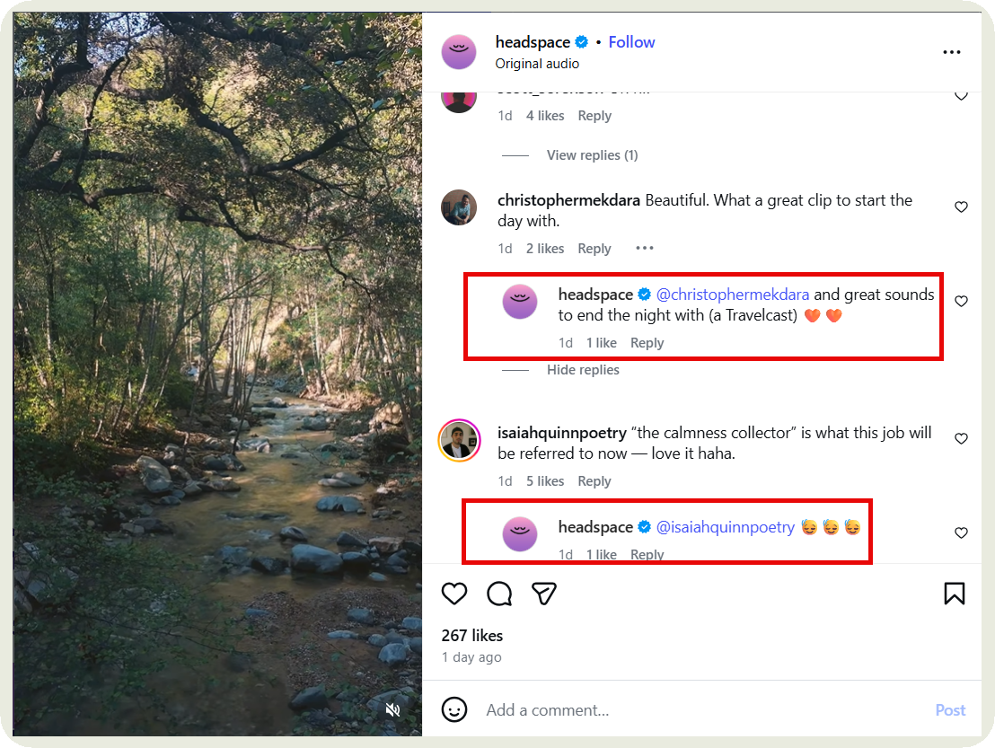 headspace instagram community management strategies example