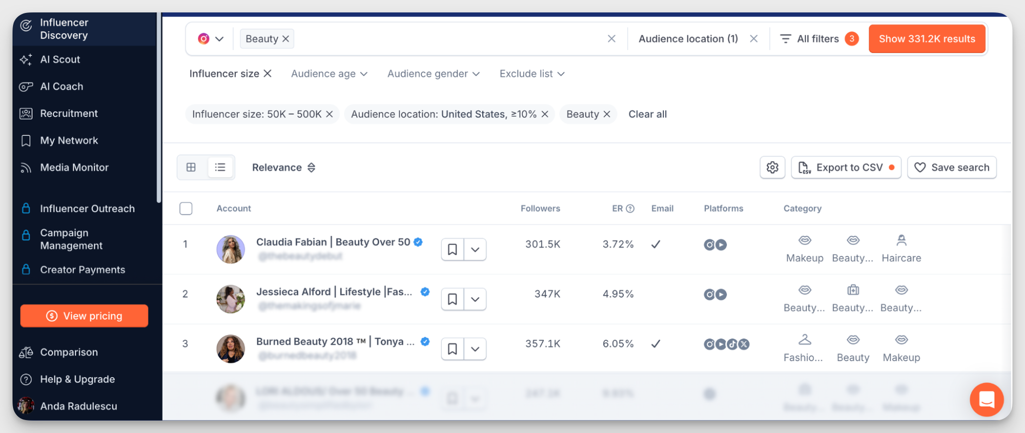 hypeauditor influencer tool