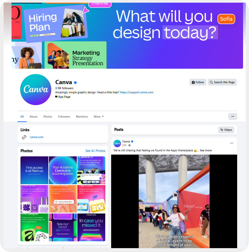 canva facebook page