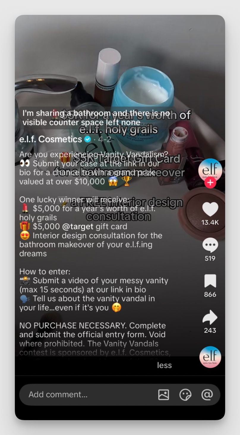 elf cosmetic tiktok campaign
