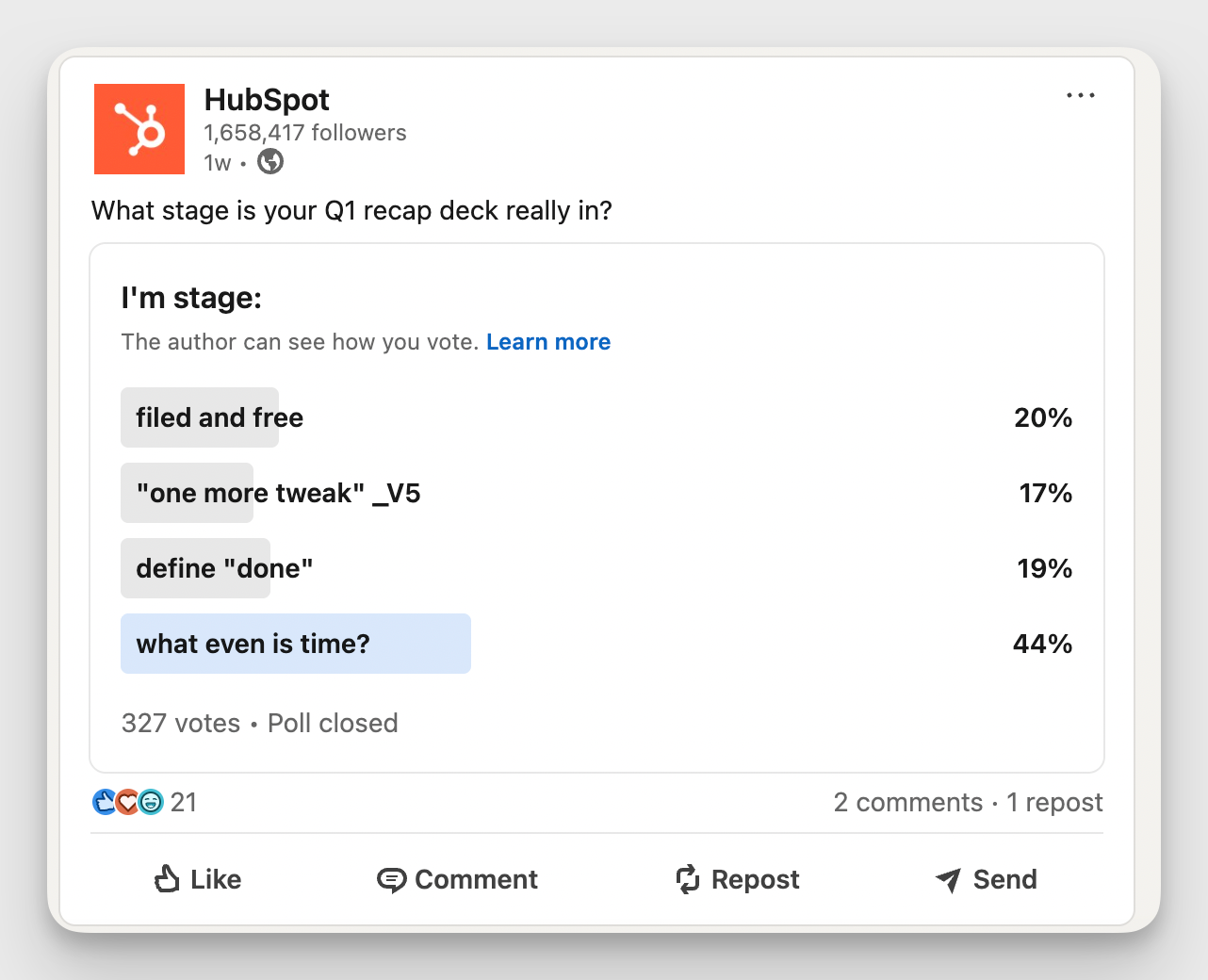 hubspot linkedin poll example