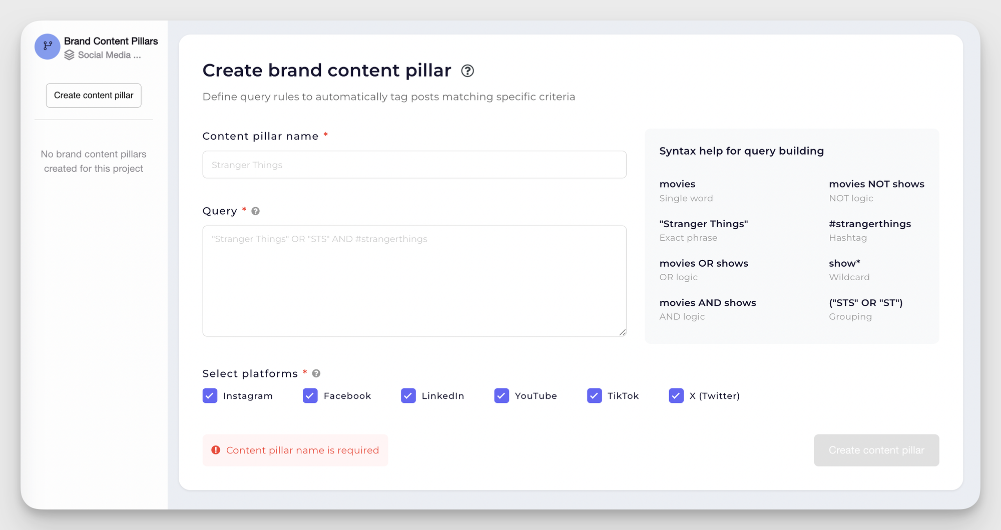 query builder socialinsider