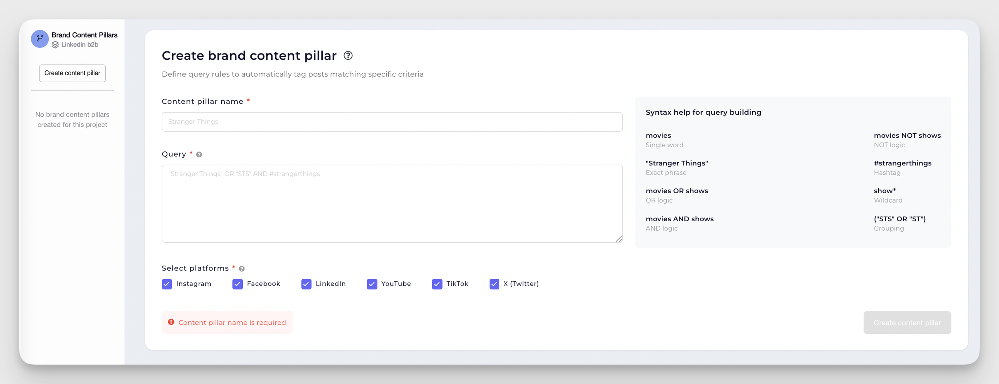 socialinsider query builder