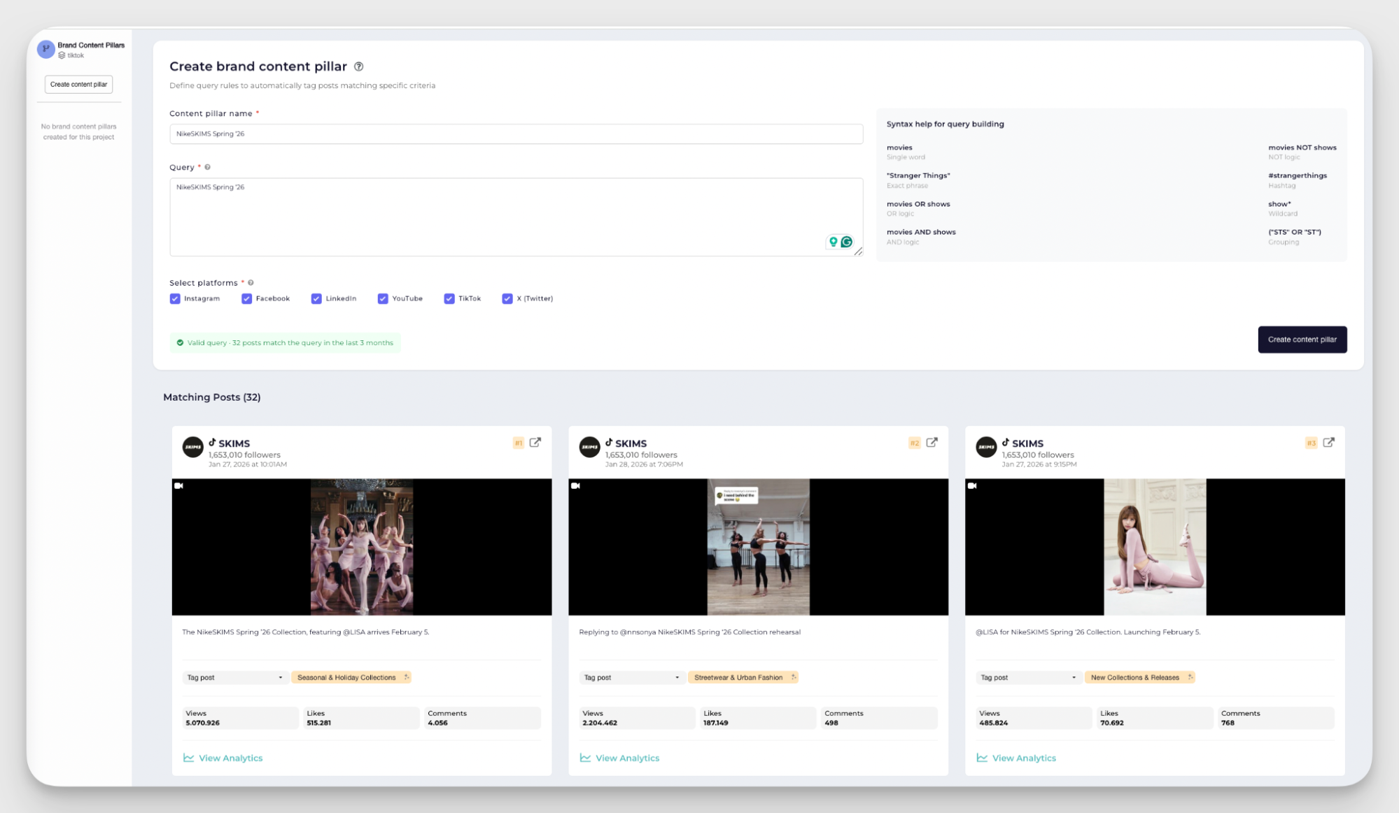 socialinsider query builder
