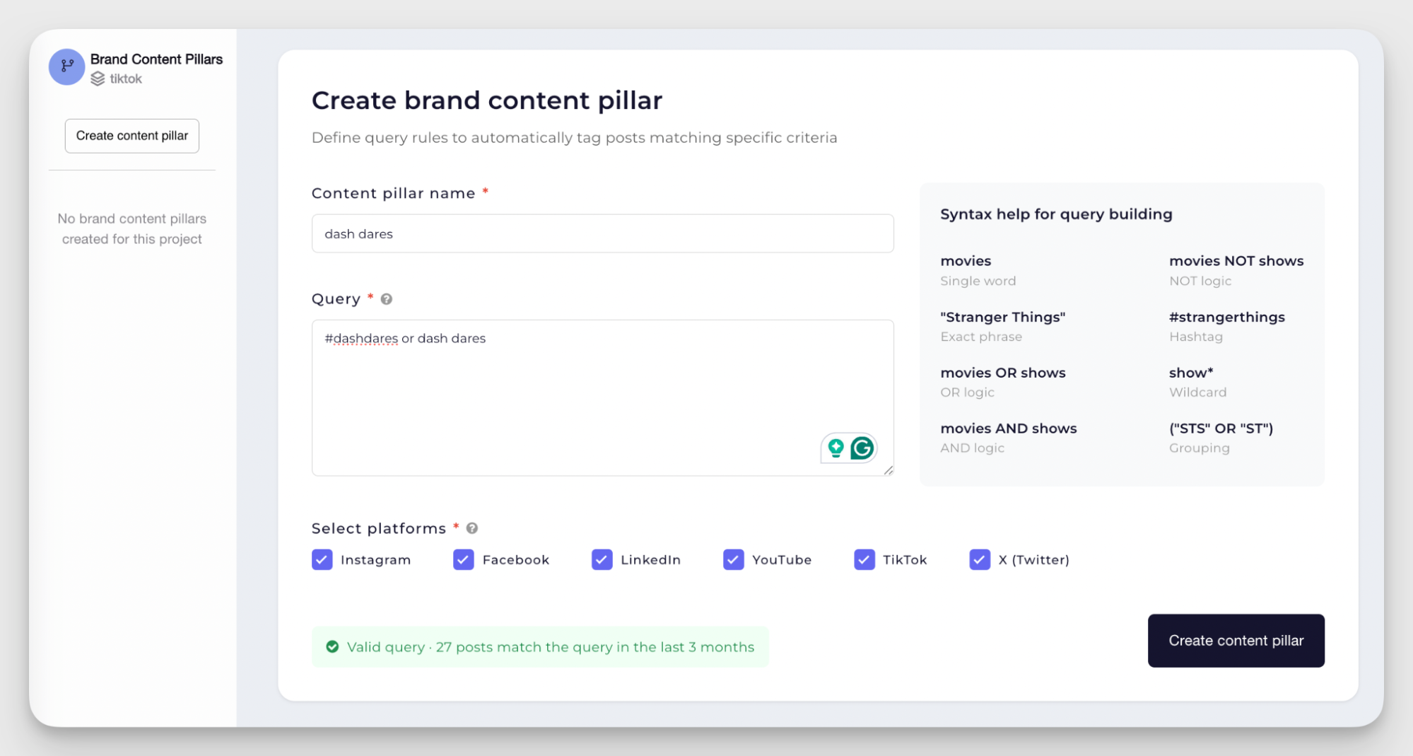socialinsider query builder