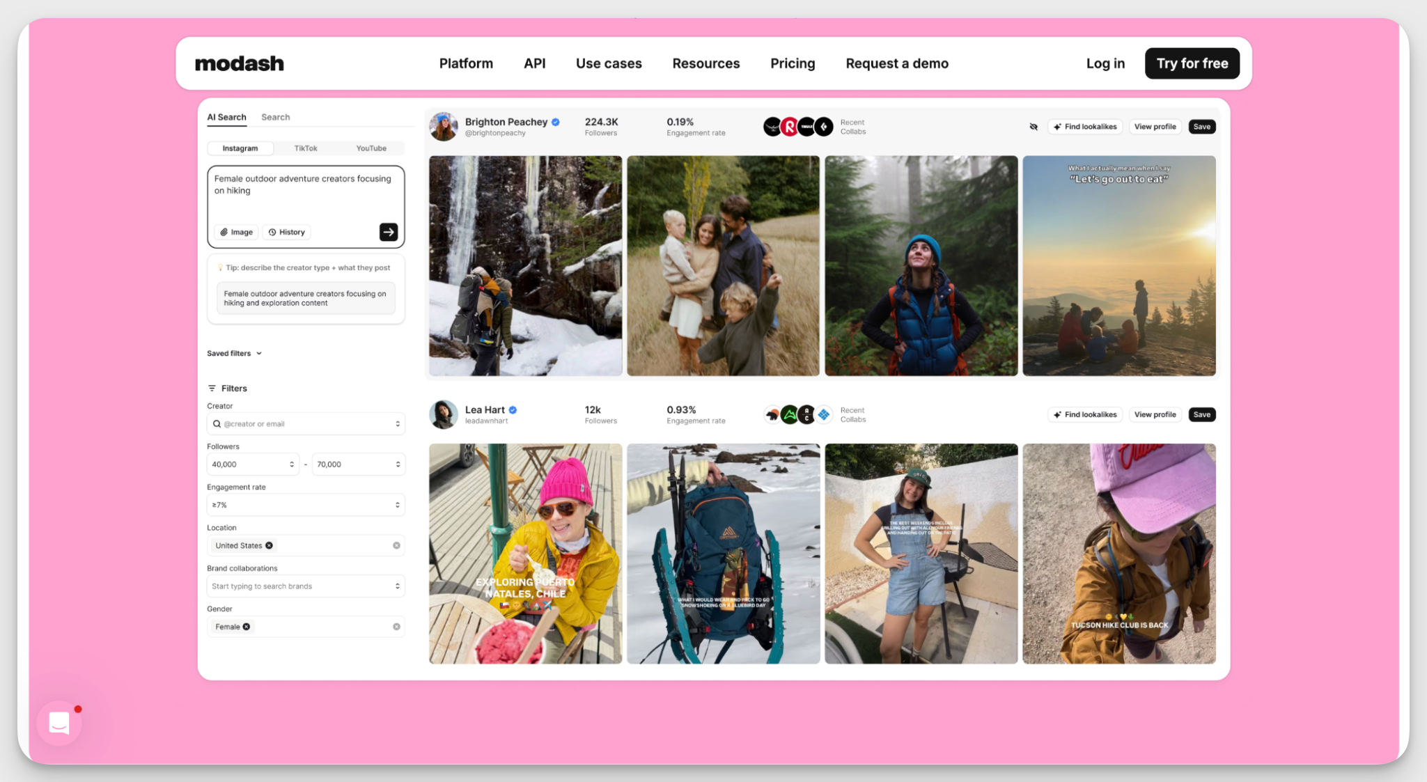 modash tiktok influencer analytics tool