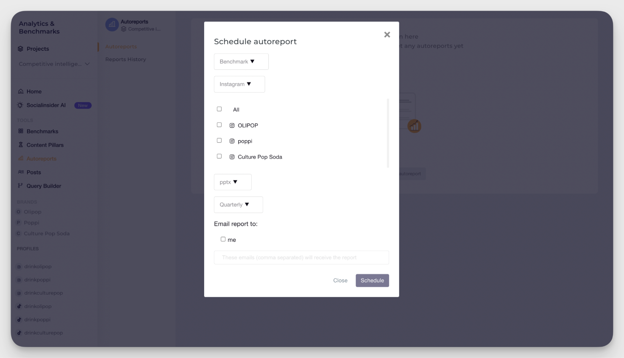 socialinisder autoreporting feature