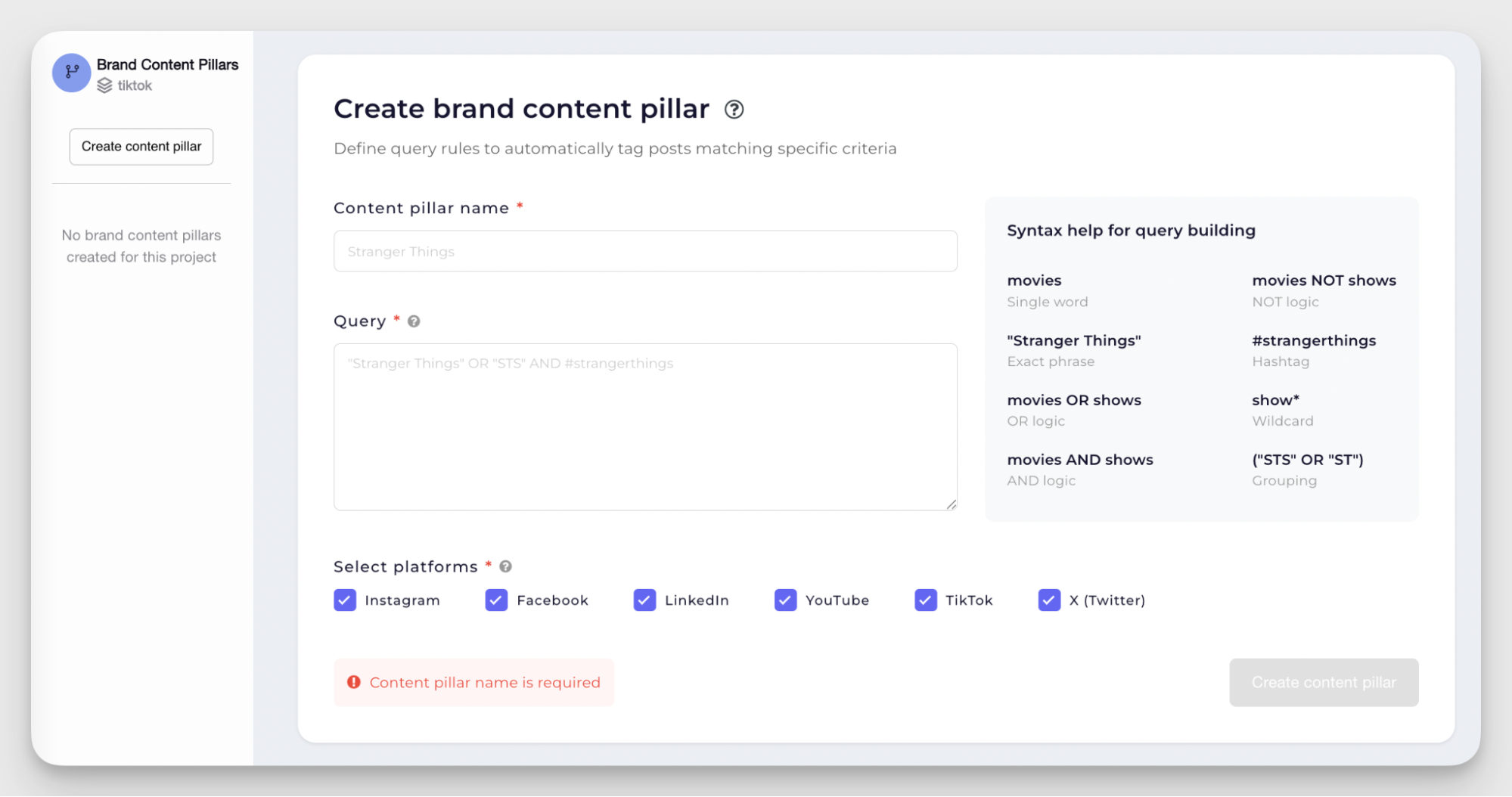 socialinsider query builder