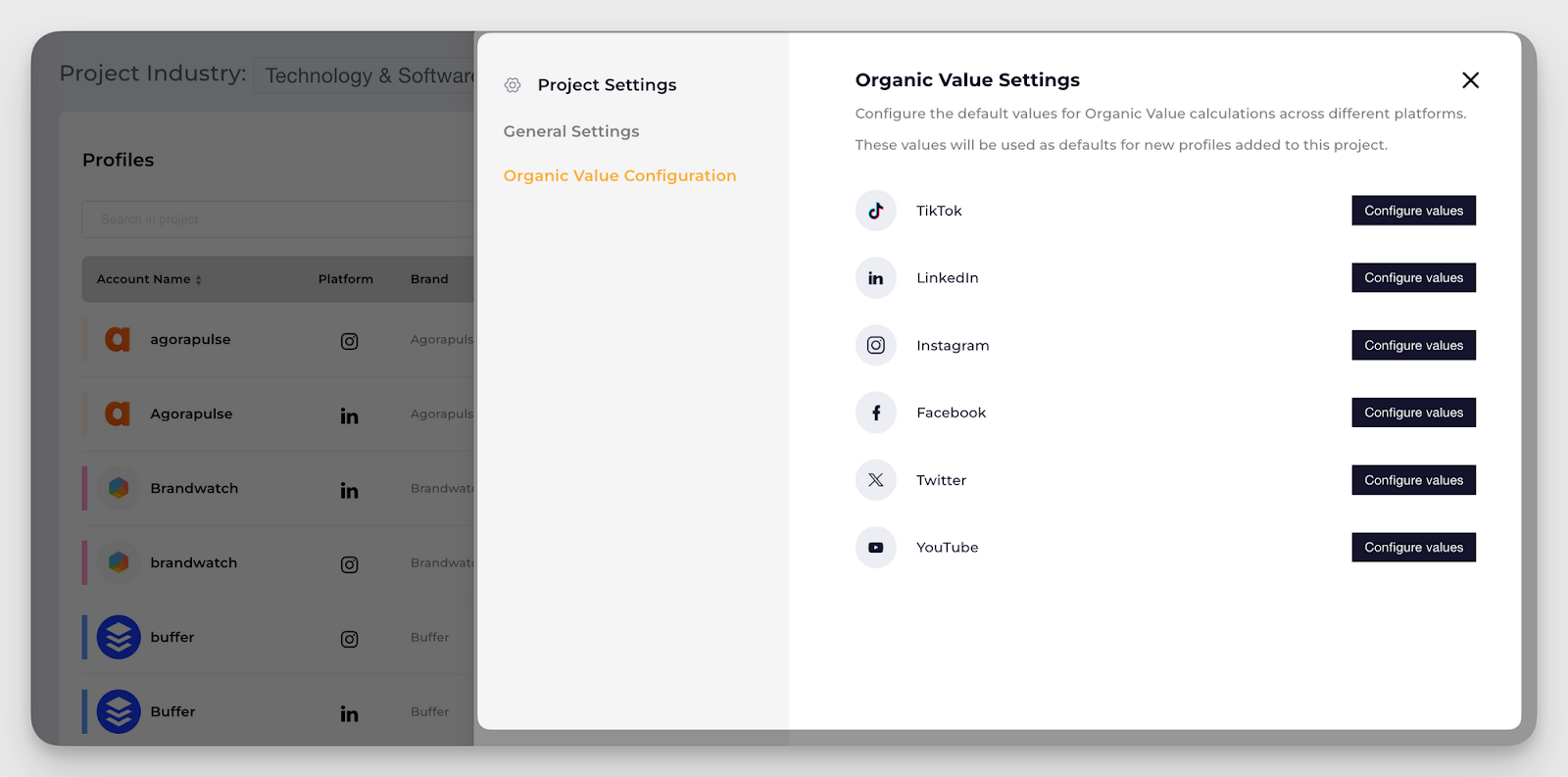 organic value configuration